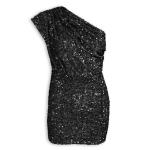 Black Velvet Sequins One Shoulder Dress