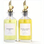 2PCS Glass Bottles Oil Bottle With 2 Golden Pourers And 35 Label Set Kitchen Olive Oil Dispenser Bottles Coffee Syrup Dispenser