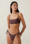 Cotton On Straight Neck Crop Bikini Top - Willow Brown Shimmer