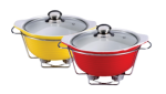 Round Stoneware Food Warmer Set - Yellow