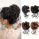 Chic Messy Bun Hairpiece For Women - Large Claw Clip Natural Fluffy Synthetic Ponytail Extension With Long Tassels