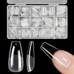 240 330PCS Medium Coffin Nail Tips Soft Gel Half Matte Finish Full Cover Medium Long Clear Acrylic Pre-shaped 13 Sizes False Pre