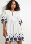 Superbalist Embroidery Babydoll MINI Dress - Milk & Navy