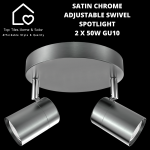 Satin Chrome Adjustable Swivel Spotlight - 2 X 50W GU10
