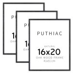 Puthiac 16X20 Solid Oak Wood Picture Frame Fits 12X16 With Mat Or 16X20 Without Mat Wall Display Only Vertical Or Horizontal Ple