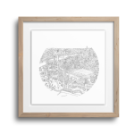 City Bowls - London Art Print - 297MM X 297MM A3 Width Framed - Natural Frame