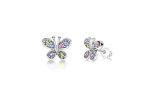 Kids Hypoallergenic Earrings Butterfly Screwback Earrings For Girls White Gold Toned Baby Earrings With Surgical Titanium Screwb