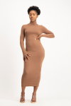 Yolanda Poloneck Bodycon Dress - Mocha - S