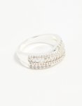 Silver Plated Cubic Zirconia Crossover Baguette Ring - M l