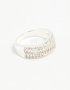 Silver Plated Cubic Zirconia Crossover Baguette Ring - M/l