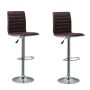 Pair Of Elegant High-back Barstools With Swivel And Footrest-brown