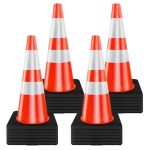 Reliancer 24PACK 28.5" Traffic Cones Weighted Parking Cones Orange Road Safety Cone W two Reflective Collars Heavy Duty Construc