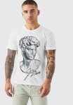 Pixilated Statue Graphic T-Shirt - White