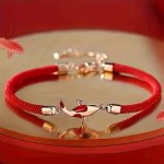 Elegant Red Rope Wristband With Lucky Koi Fish Charm Unisex Adjustable Hand-woven Cord No Plating Gift For Daily Wear & Special 