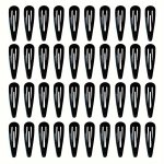 40PCS Black Simple Style Hairpin Clips Water Drop Design Non-slip Bb Clips For Styling Bangs And Hair Trims