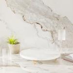 Marble Display Platter With Metal Legs - Large 35X9CM
