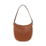 K circle Perforated Moon Shoulder Bag -natural tan
