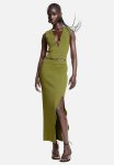 Asymmetric-neck Vest Top - Olive Green