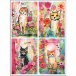 Tear Resistant Deco Print A6 Playful Cats