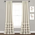 Lush Decor Allison Ruffle Light Filtering Window Curtain Panels Pair 40" W X 84" L Neutral - Coquette Curtains For Bedroom - Dra