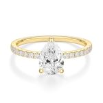 Eamti 2CT Engagement Rings For Women Pear Cut Cz Promise Wedding Bands Travel Ring 14K Gold Plated Size 9