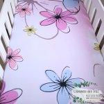 Cot Fitted Sheet Pink Artsy Flowers Floral