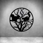 3 Squirrels On Branch In Circle - Rust Coat L 660 X H 660MM