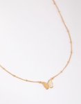 Goldair Gold Ball & Chain Butterfly Necklace