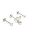 Surgical Steel Cubic Zirconia Drop Threadless Flat Back Studs Pack