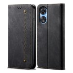 For Oppo A58 5G A58X A78 5G Denim Texture Leather Phone Case Black