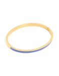 Waterproof Gold Plated Stainless Steel Thin Blue Enamel Hinged Bangle