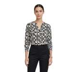 Womens Key Hole Printed Blouse In Black & White - White And Black 2XL