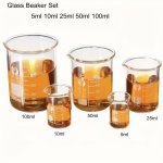 5-PIECE Lab Glass Beaker Set: 5ML 10ML 25ML 50ML 100ML - V-type Design Leak-proof Construction Suitable For Industrial And Scien