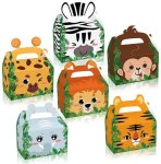 Party Favor Box Safari Animal 12 Pcs Printed Card Stock Party Box