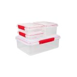 4 Piece Rectangular Beta Clip Container Set Red