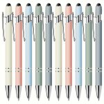 10-PACK Metal Retractable Ballpoint Pens With Touchscreen Stylus Tips - Medium Point Smooth Writing Anti-slip Grip Compatible Wi
