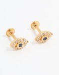Goldair Gold Plated Surgical Steel Evil Eye Flat Back Studs Pair