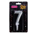Birthday Candle - Celebration Candles - Number 7 - Silver - Large - 5 Pack