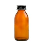 100ML Amber Glass Generic Bottle With Aluminium Screw Cap - Black 28 410