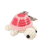Cibbaliy MINI Handmade Crochet Turtle Keychain Crochet Animal Turtles For Keyring Charm Handbag Bag Purse Pendant Pink