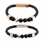 Killer Deals Unisex Braided Vegan Leather Steel Bracelet- M l - Best Bargains Online
