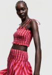 Smocked Crop Top - Cerise Striped