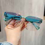 Y2K Square Rimless Fashion For Women Men Candy Color Gradient Sun Shades For Party Beach Travel Fashion Glasses