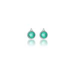 Georgini Natural Green Agate And Two Natural Diamond May Earrings - Silver