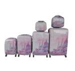 Smte Luxury PC Travel Luggage 6 Piece Pink Pink With Keychain