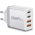 European Travel Plug Adapter USB C 55W USB C European Charger 4-PORT Fast Charger Type C Wall Charger Usa To Europe Plug Adapter