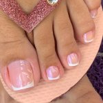 24PCS White French Tip Press On Toenails Sweet Pinkish Short Square Fake Toenails Minimalist Style False Toenails For Women And