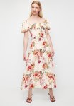 Shirring Fit & Flare Midi Dress With Ruffle - Cottage Core Ditsy