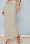 Sage Green Soft Touch Knot Front Midaxi Skirt - Green