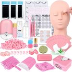 Lash Extension Kit Professional Eyelash Extensions Practice Set With Mannequin Head Removable Eyelids USB Lash Fan Individual Fa